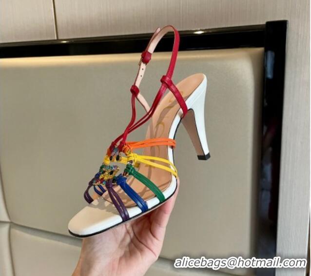 Luxurious Gucci Isa High Heel Sandals 9cm with Crystal GG Multicolor 102106