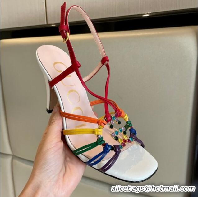 Luxurious Gucci Isa High Heel Sandals 9cm with Crystal GG Multicolor 102106