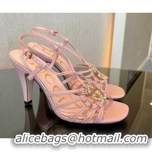 Most Popular Gucci Isa High Heel Sandals 9cm with Crystal GG Pink 102107