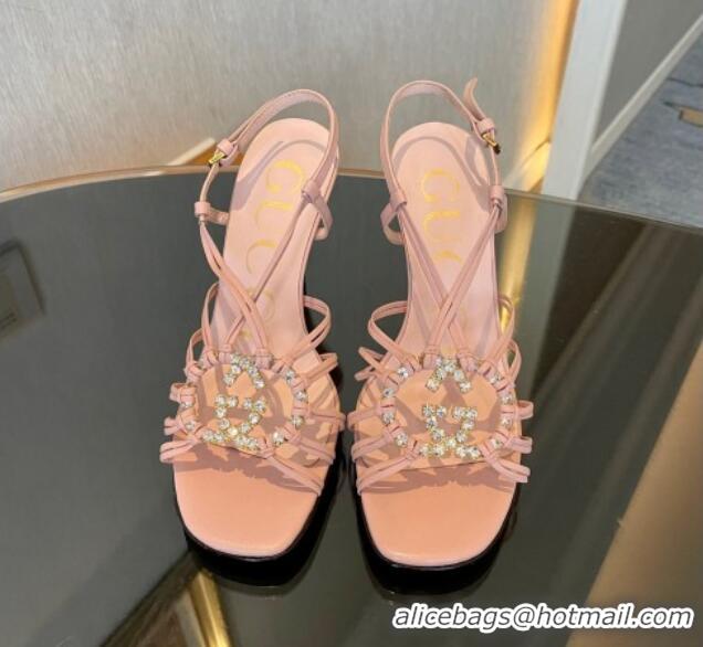 Most Popular Gucci Isa High Heel Sandals 9cm with Crystal GG Pink 102107