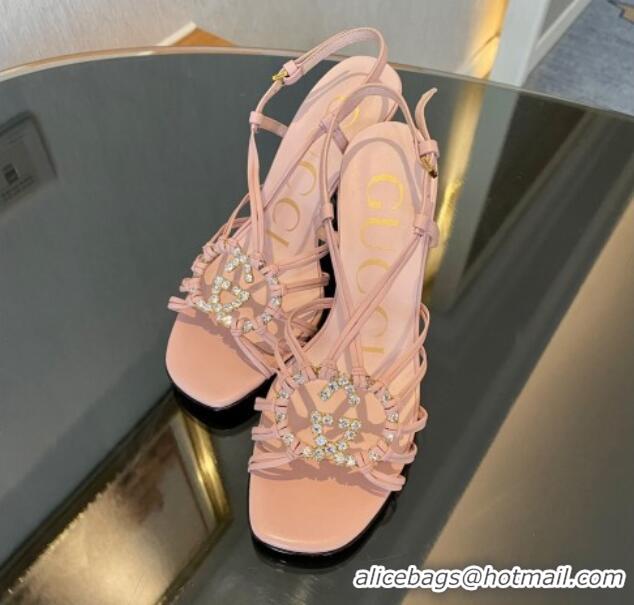 Most Popular Gucci Isa High Heel Sandals 9cm with Crystal GG Pink 102107