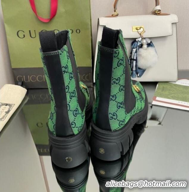 Best Product Chanel GG Canvas Ankle Boots with Horsebit Green 110412