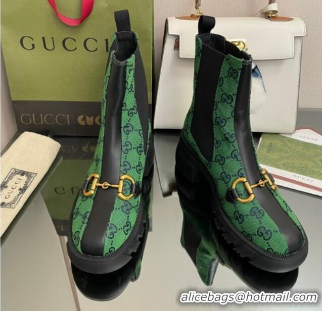 Best Product Chanel GG Canvas Ankle Boots with Horsebit Green 110412