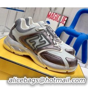 Stylish Fendi Faster Leather Low-top Sneakers Grey 090870