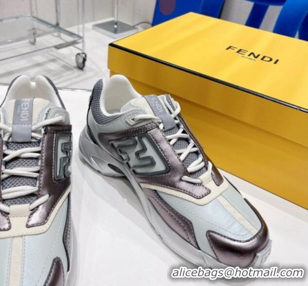 Stylish Fendi Faster Leather Low-top Sneakers Grey 090870