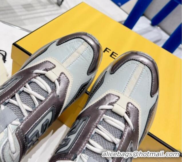 Stylish Fendi Faster Leather Low-top Sneakers Grey 090870