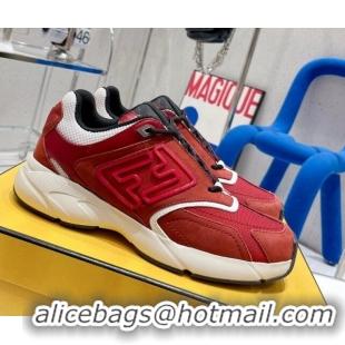 Hot Style Fendi Faster Leather Low-top Sneakers Red 090873