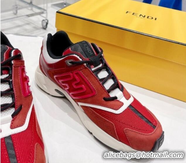 Hot Style Fendi Faster Leather Low-top Sneakers Red 090873