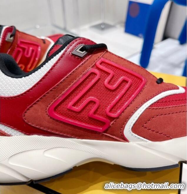 Hot Style Fendi Faster Leather Low-top Sneakers Red 090873