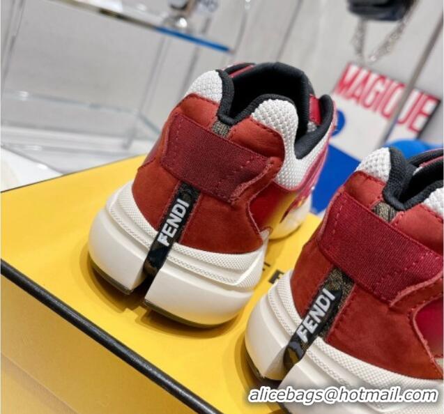 Hot Style Fendi Faster Leather Low-top Sneakers Red 090873