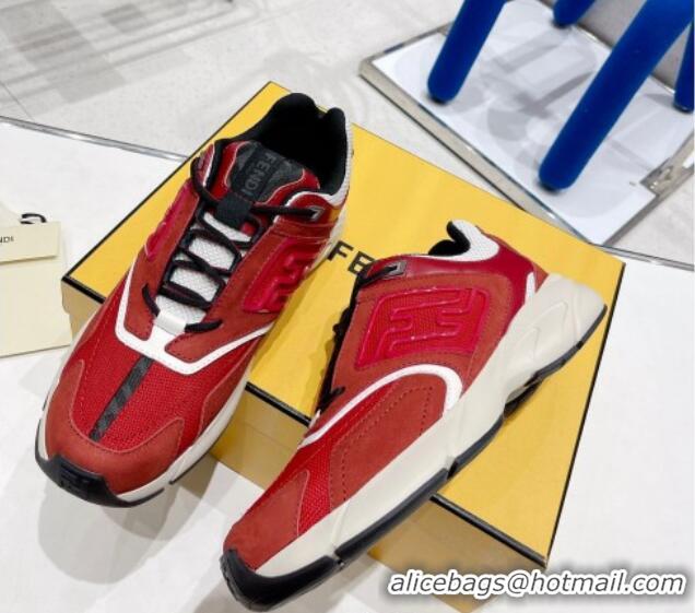 Hot Style Fendi Faster Leather Low-top Sneakers Red 090873