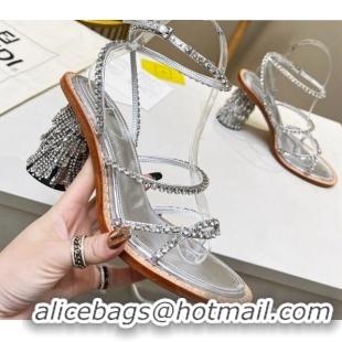 Duplicate Fendi Crystal Sandals Silver 090877