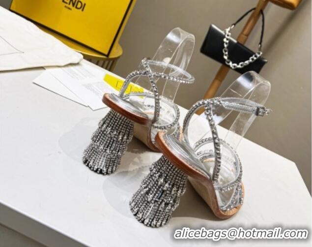 Duplicate Fendi Crystal Sandals Silver 090877