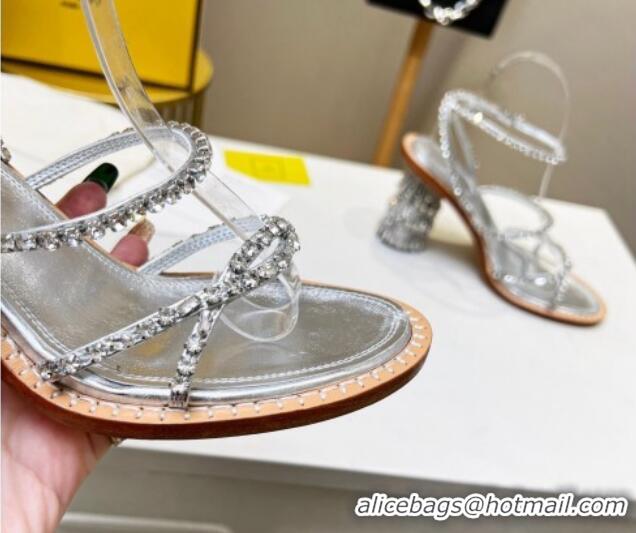 Duplicate Fendi Crystal Sandals Silver 090877