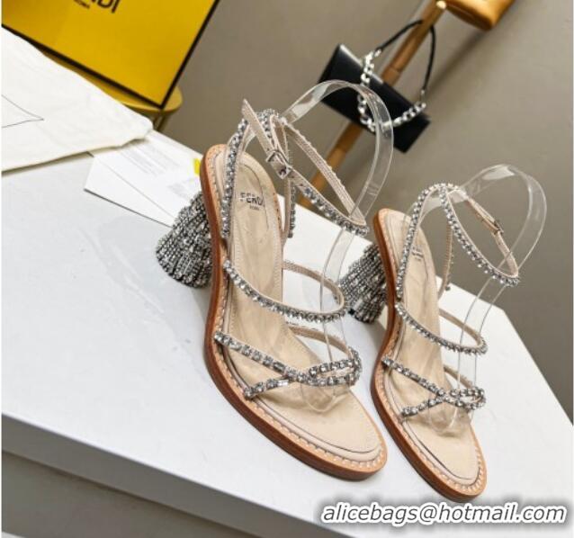 Grade Quality Fendi Crystal Sandals Nude 090878