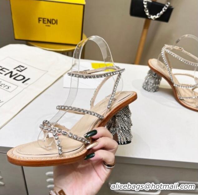 Grade Quality Fendi Crystal Sandals Nude 090878