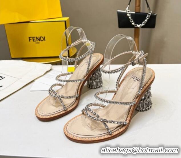 Grade Quality Fendi Crystal Sandals Nude 090878