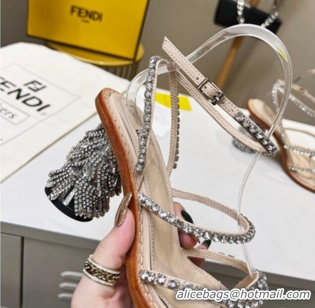 Grade Quality Fendi Crystal Sandals Nude 090878