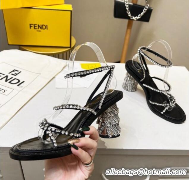 Leisure Fendi Crystal Sandals Black 090879