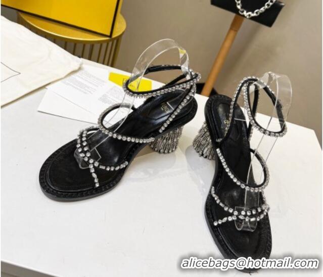 Leisure Fendi Crystal Sandals Black 090879