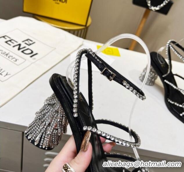 Leisure Fendi Crystal Sandals Black 090879