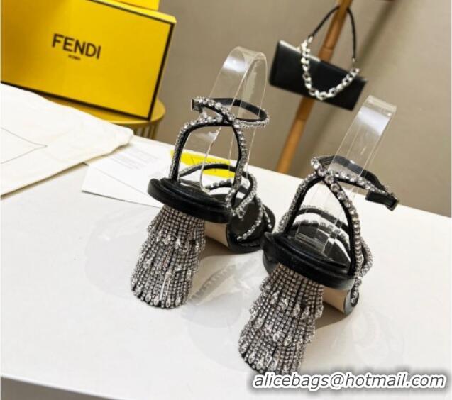 Leisure Fendi Crystal Sandals Black 090879