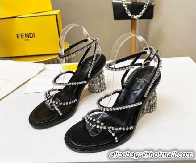 Leisure Fendi Crystal Sandals Black 090879