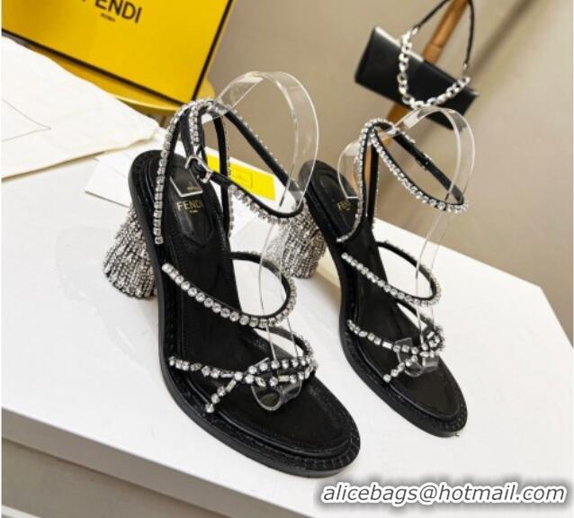 Leisure Fendi Crystal Sandals Black 090879