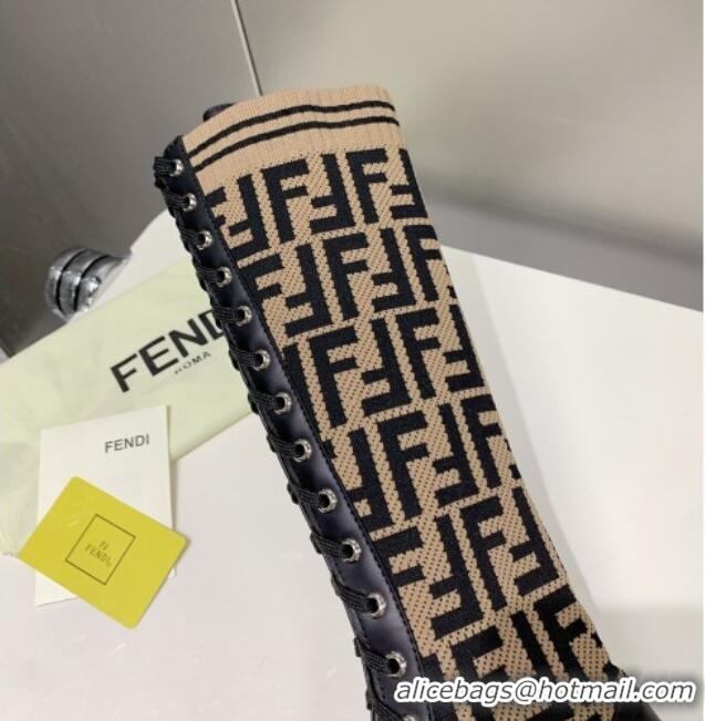 Low Price Fendi Knit Classic Boots Brown/Black 092147 