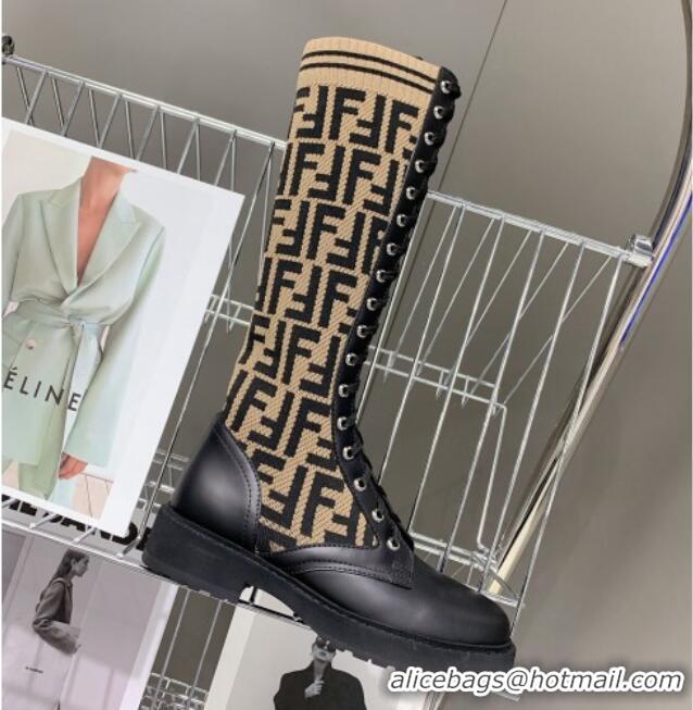 Low Price Fendi Knit Classic Boots Brown/Black 092147 