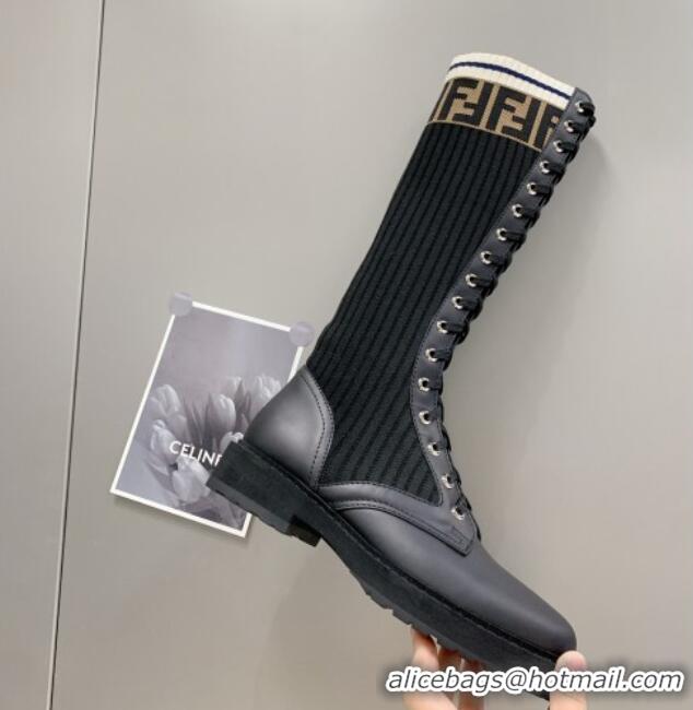 Luxury Fendi Knit Classic Boots 092148