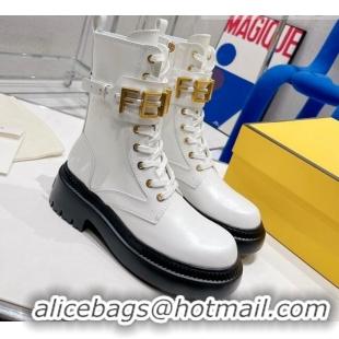 Good Quality Fendi Fendigraphy Calfskin Ankle Boots Optic White 100989