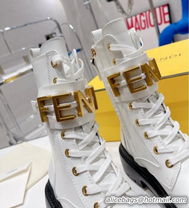 Good Quality Fendi Fendigraphy Calfskin Ankle Boots Optic White 100989