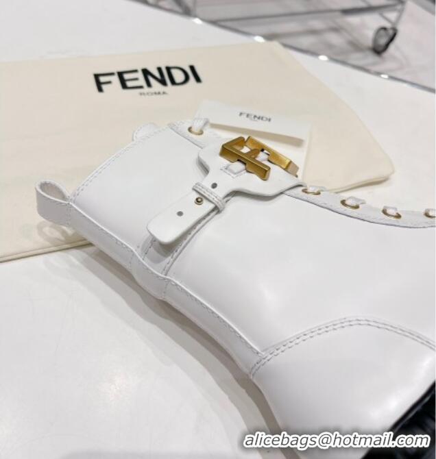 Good Quality Fendi Fendigraphy Calfskin Ankle Boots Optic White 100989