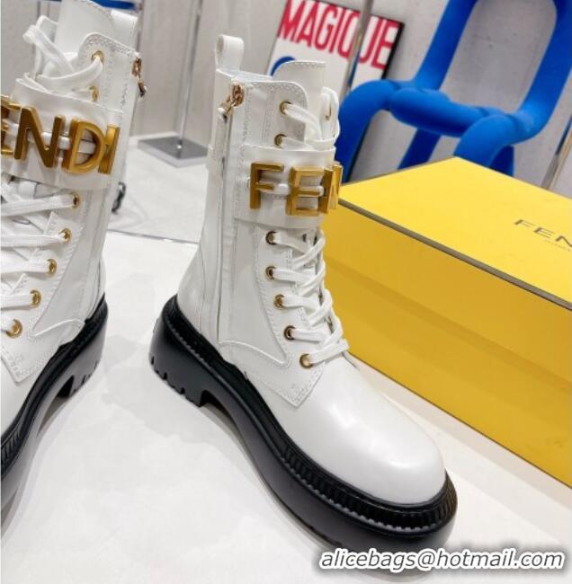 Good Quality Fendi Fendigraphy Calfskin Ankle Boots Optic White 100989