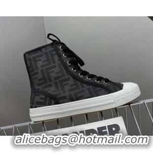 Shop Duplicate Fendi Domino Canvas High-top Sneakers Black 102957