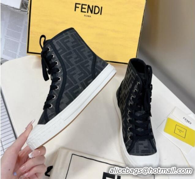 Shop Duplicate Fendi Domino Canvas High-top Sneakers Black 102957