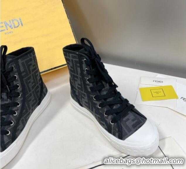 Shop Duplicate Fendi Domino Canvas High-top Sneakers Black 102957