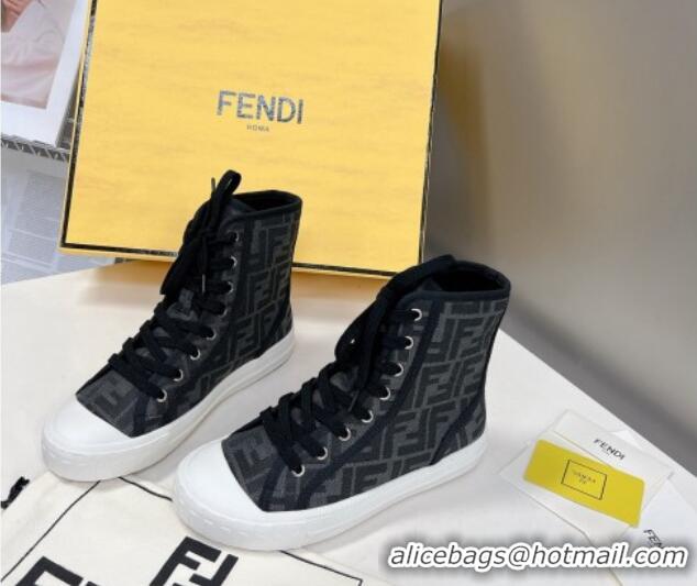 Shop Duplicate Fendi Domino Canvas High-top Sneakers Black 102957