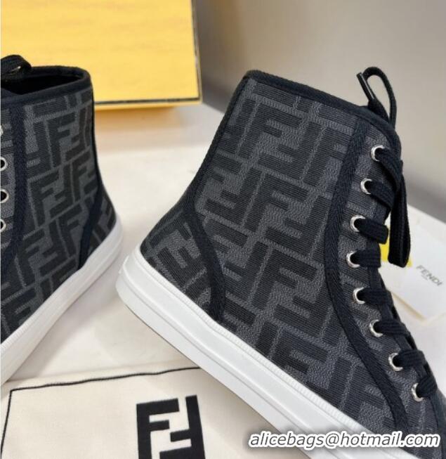 Shop Duplicate Fendi Domino Canvas High-top Sneakers Black 102957