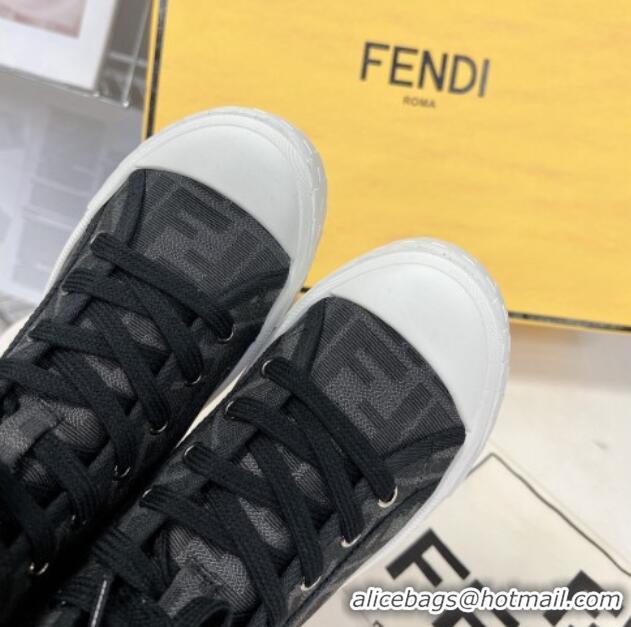 Shop Duplicate Fendi Domino Canvas High-top Sneakers Black 102957