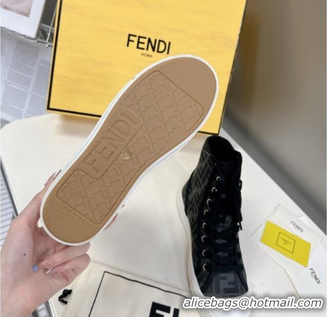 Shop Duplicate Fendi Domino Canvas High-top Sneakers Black 102957