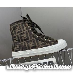 Classic Specials Fendi Domino Canvas High-top Sneakers Brown 102956