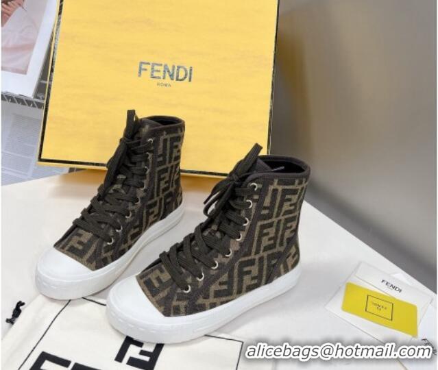 Classic Specials Fendi Domino Canvas High-top Sneakers Brown 102956