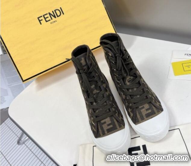 Classic Specials Fendi Domino Canvas High-top Sneakers Brown 102956