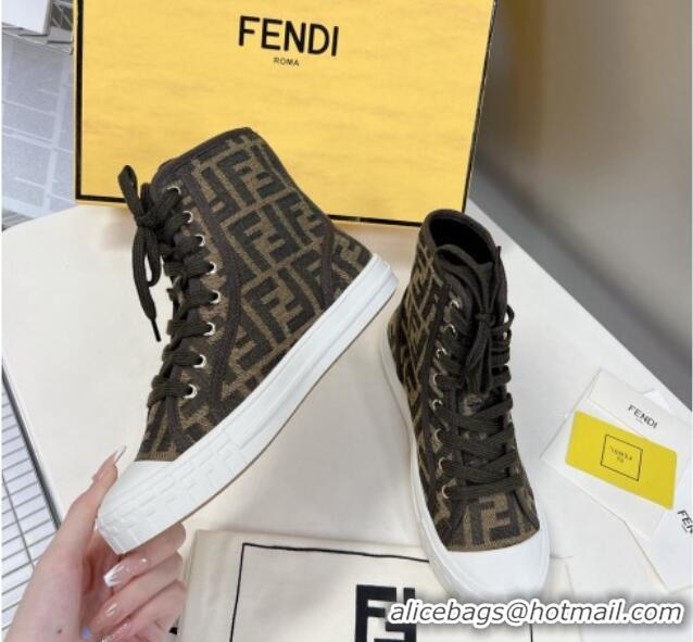 Classic Specials Fendi Domino Canvas High-top Sneakers Brown 102956