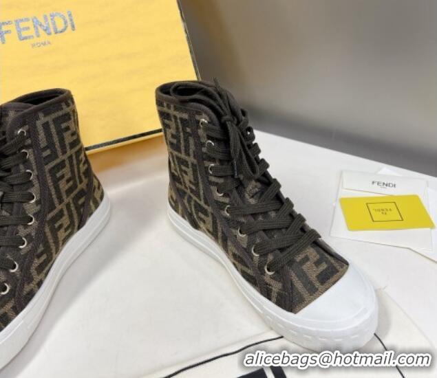 Classic Specials Fendi Domino Canvas High-top Sneakers Brown 102956