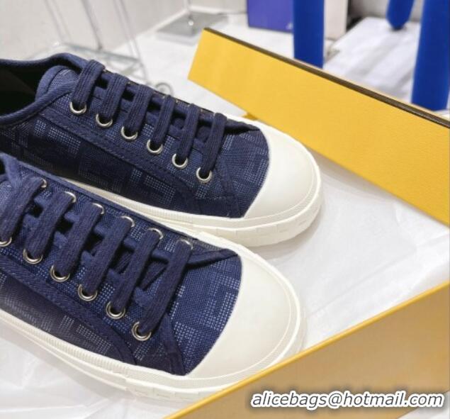 Luxury Fendi Domino FF Fabric Low-top Sneakers Navy Blue 1102956