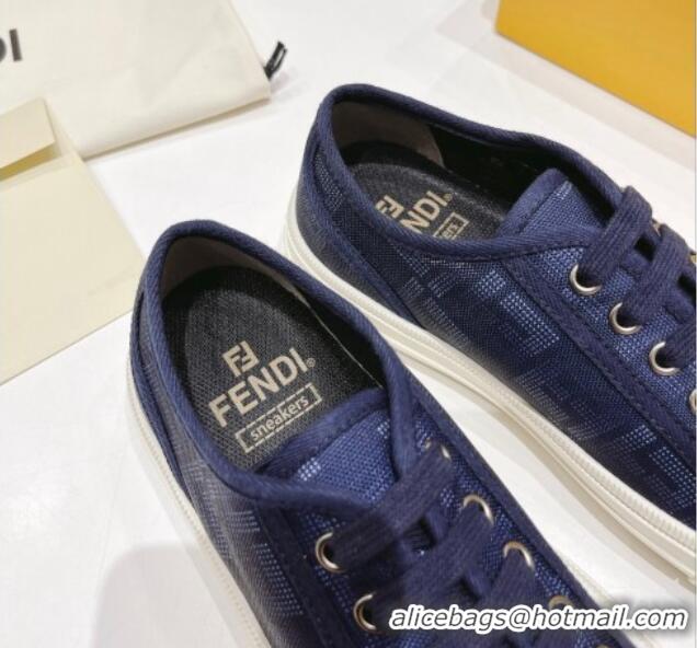 Luxury Fendi Domino FF Fabric Low-top Sneakers Navy Blue 1102956