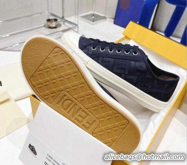 Luxury Fendi Domino FF Fabric Low-top Sneakers Navy Blue 1102956